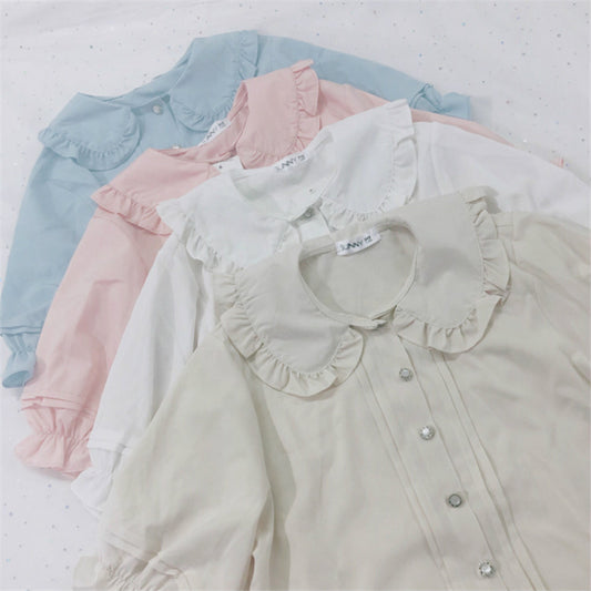 "SWEET DOLL COLLAR BUTTON CHIFFON" SHIRT D072007