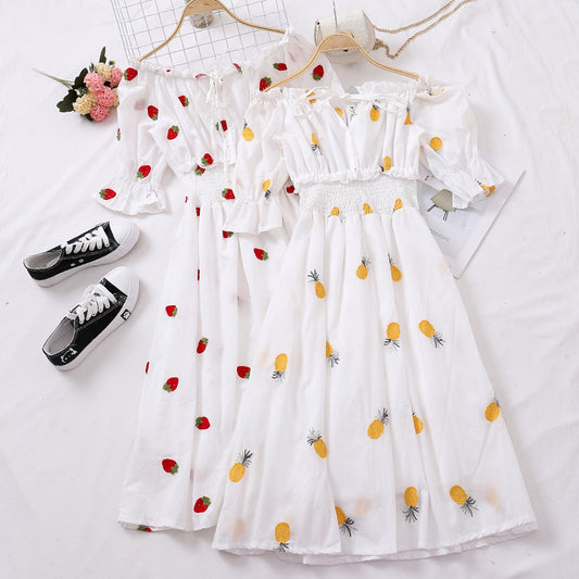 "PINEAPPLE STRAWBERRY OFF-SHOULDER" DRESS D072904