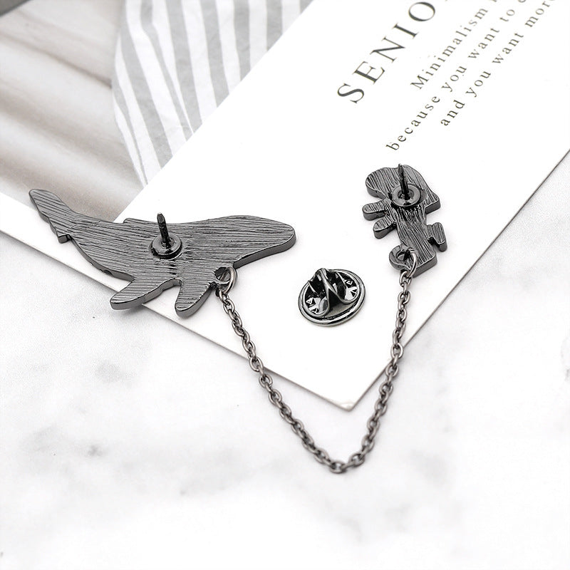 "ASTRONAUT SPACE WHALE" BROOCH D073005