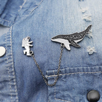 "ASTRONAUT SPACE WHALE" BROOCH D073005