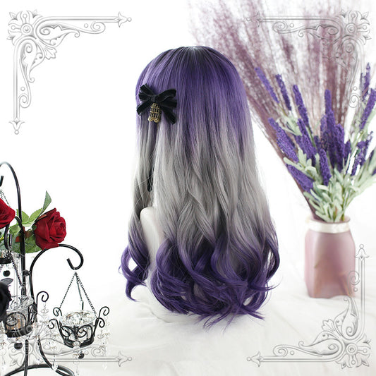 "PURPLE GRADIENT GRAY CURLY LONG" WIG D050519