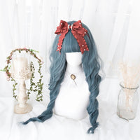 "PEACOCK BLUE WAVY CURLY LONG" WIG D041706
