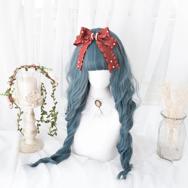 "PEACOCK BLUE WAVY CURLY LONG" WIG D041706
