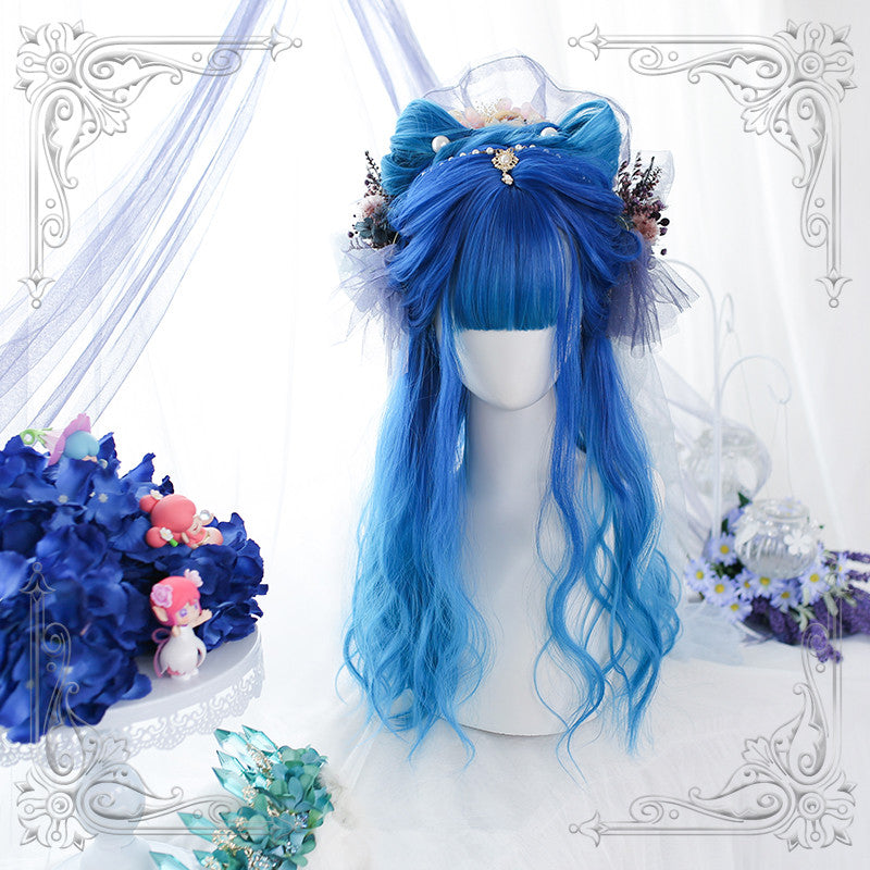 [@vickipsythemoore] "BLUE GRADIENT LONG CURLY" WIG D071407