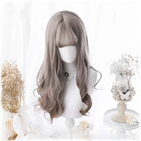 "LIGHT BROWN GRAY GRADIENT LONG CURLY" WIG D071413