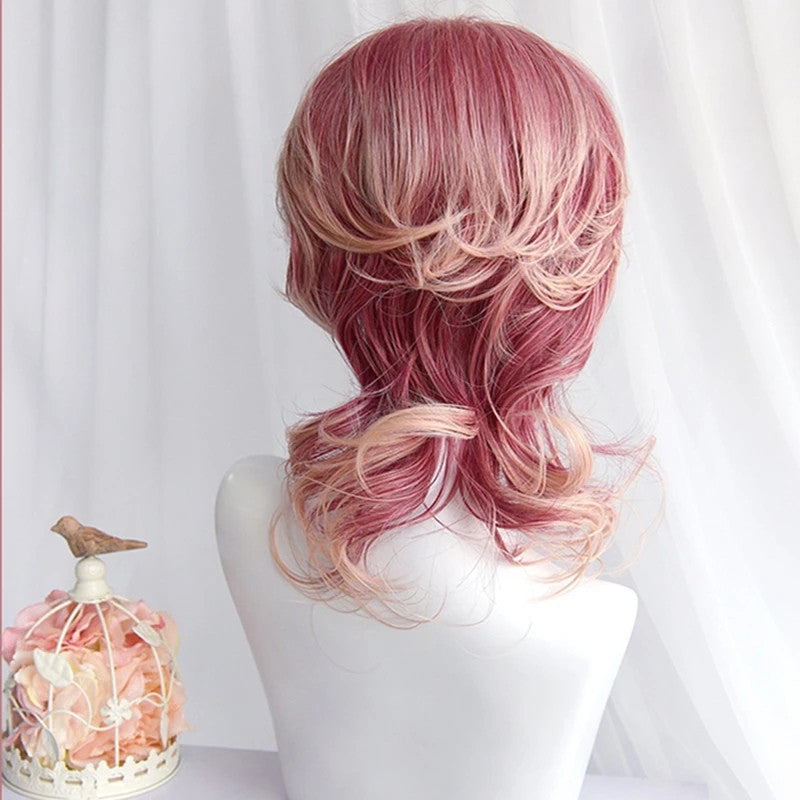 [@mallythemermaid] "PURPLE PINK GRADIENT MICRO CURL LONG/SHORT" WIG D042010