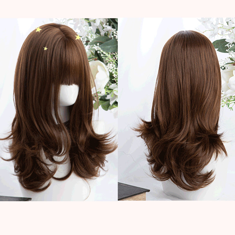 "BROWN MID-LENGTH MICRO-CURLY" WIG D071707