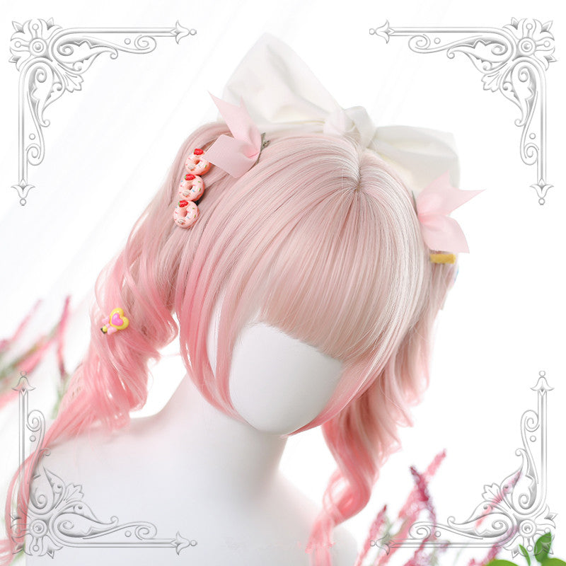 "PINK GRADIENT DOUBLE PONYTAIL CURLY" WIG D071409