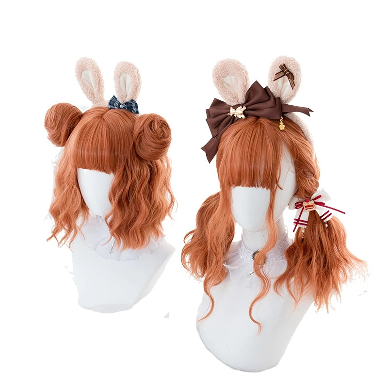 "ORANGE LONG / SHORT CURLY" WIG D041623