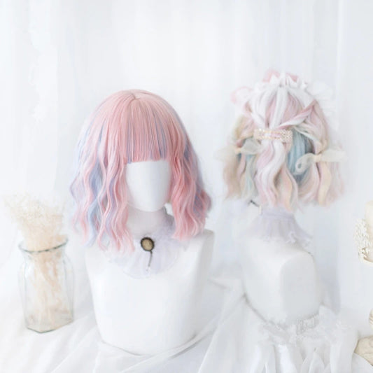 "MACARON MIXED COLOR SHORT CURLY" WIG D041624