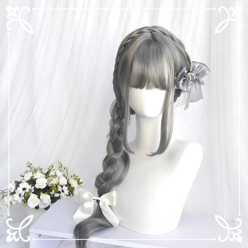 "GRAY/WHITE MICRO CURLY" LONG WIG D042001