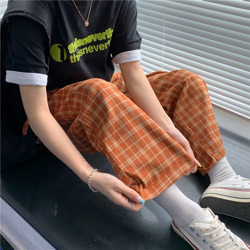 "ORANGE PLAID" PANTS D043007