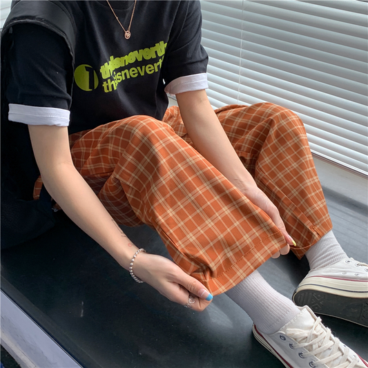 "ORANGE PLAID" PANTS D043007