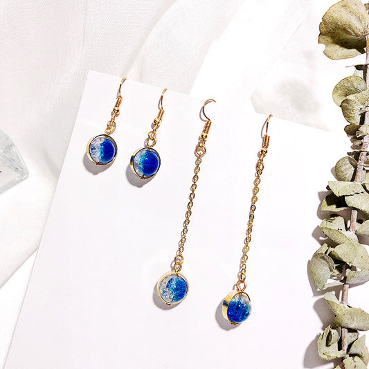 "BLUE GLASS BEAD" EARRINGS D042211