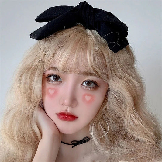 "LIGHT GOLD LOLITA AIR BANGS LONG CURLY" WIG D041806