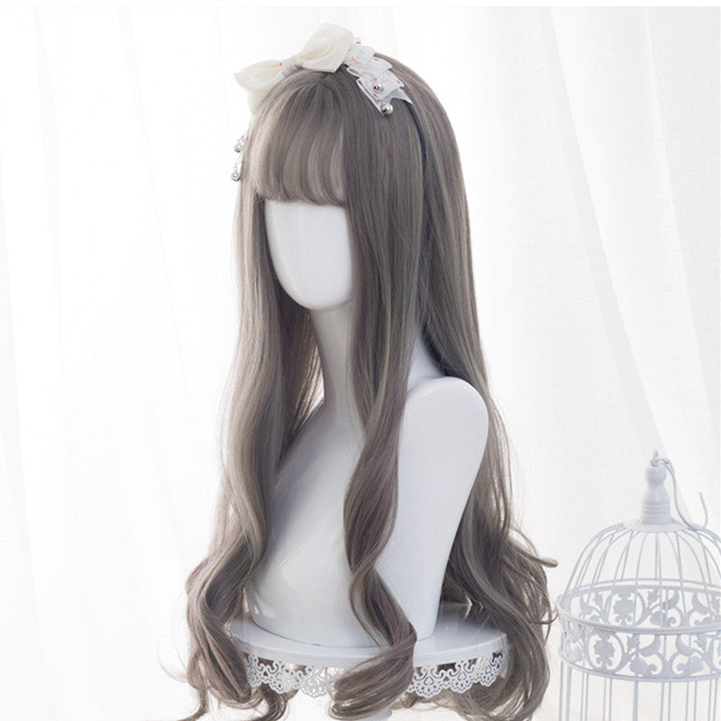 "AOKI GRAY DYED PINK LONG CURLY" WIG D050505