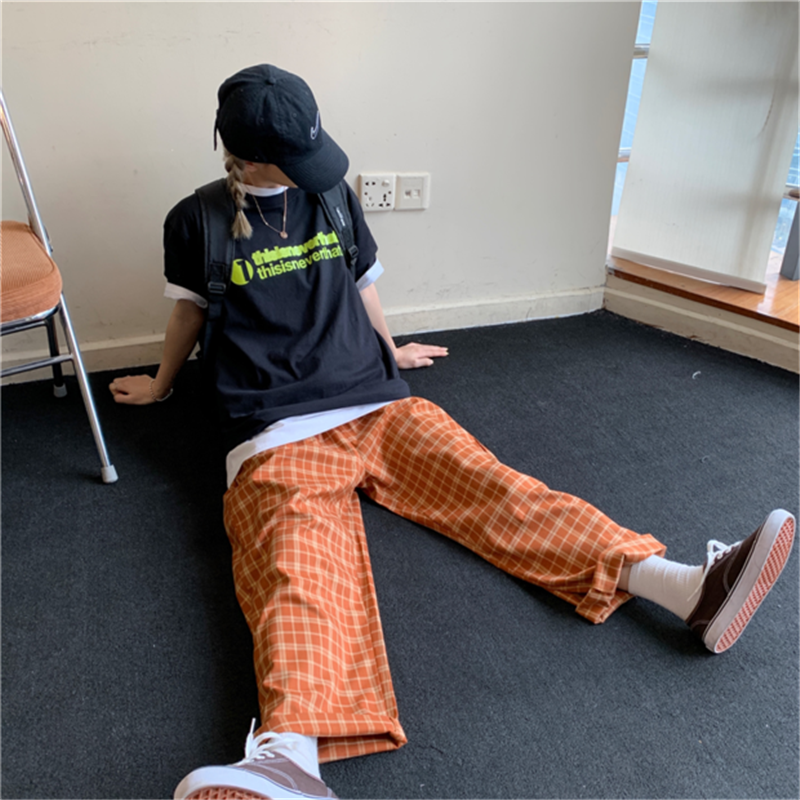 "ORANGE PLAID" PANTS D043007