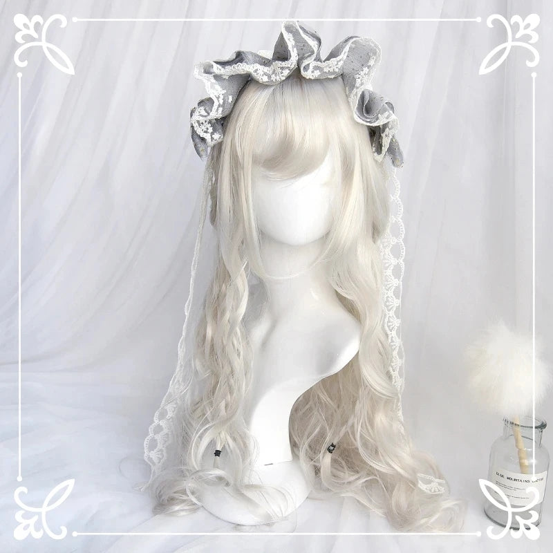 "GRAY/WHITE MICRO CURLY" LONG WIG D042001