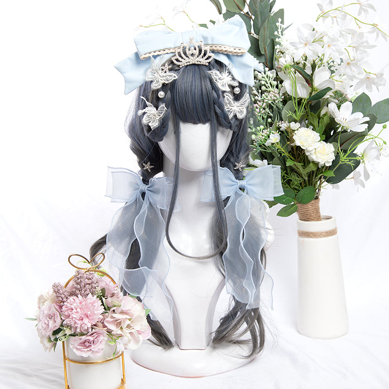 "GRAY-BLUE GRADIENT MICRO CURLY LONG" WIG D071701