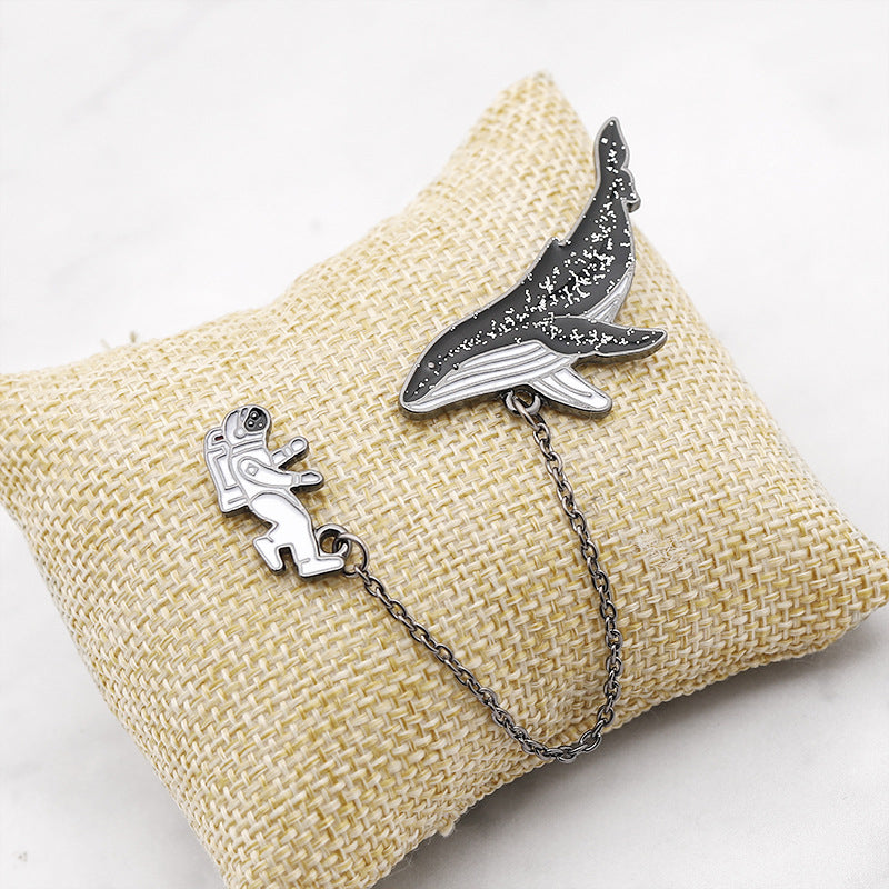 "ASTRONAUT SPACE WHALE" BROOCH D073005