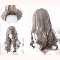 "LIGHT BROWN GRAY GRADIENT LONG CURLY" WIG D071413