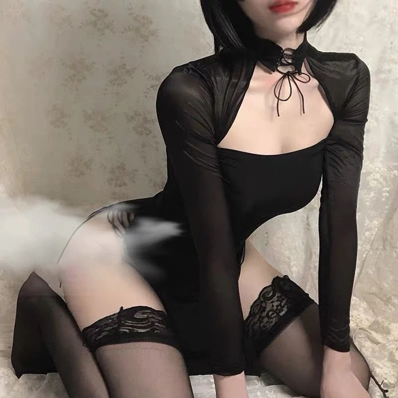 "SEXY TULLE CLASSIC CHEONGSAM" NIGHTDRESS D042044