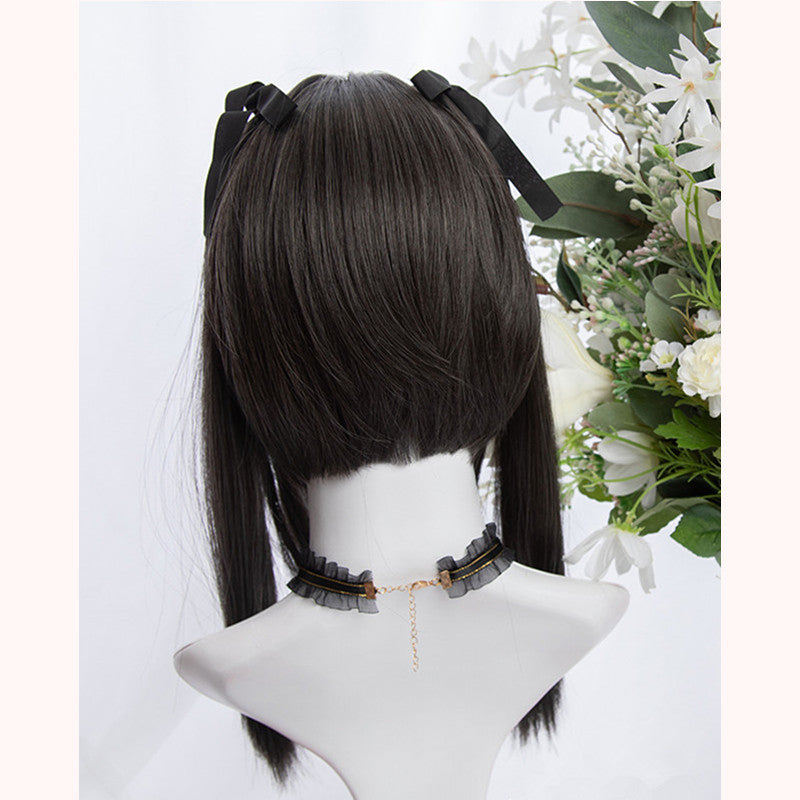 "BLACK GRAY DOUBLE PONYTAIL" WIG D071710