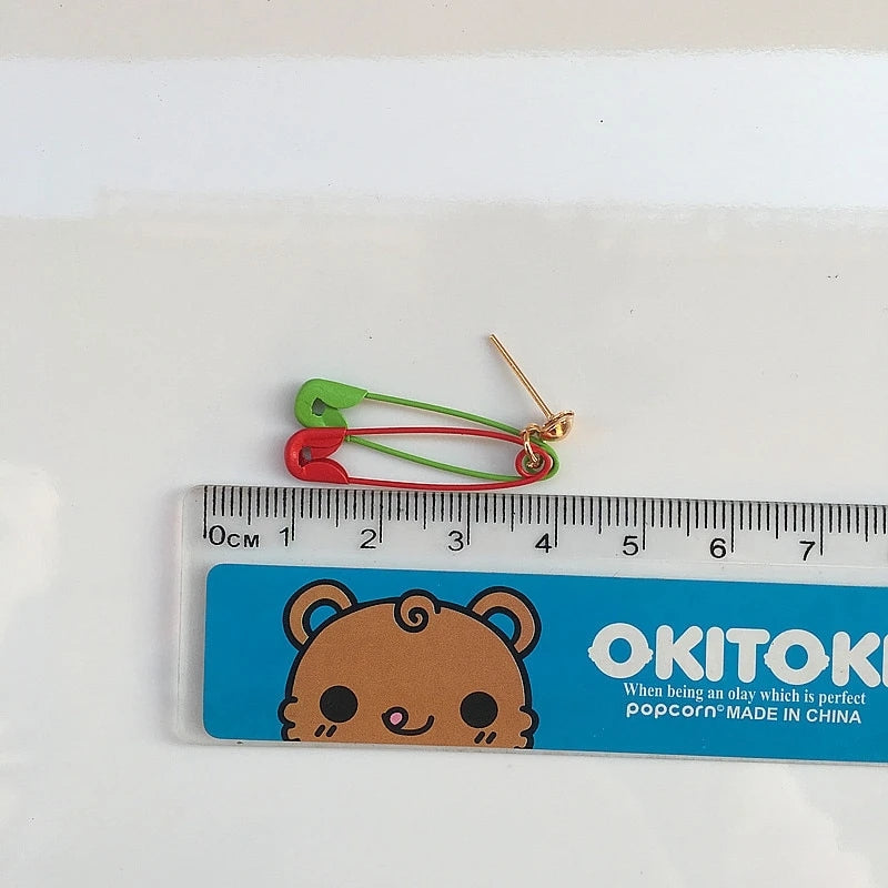 "CANDY-COLORED SAFETY PIN" EARRINGS D042305