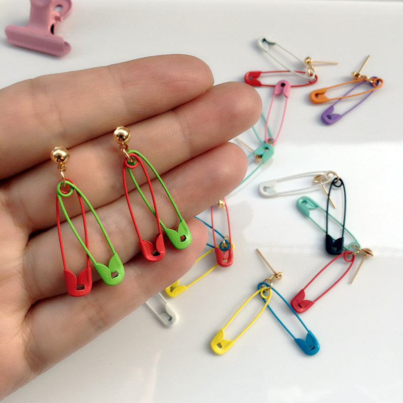 "CANDY-COLORED SAFETY PIN" EARRINGS D042305