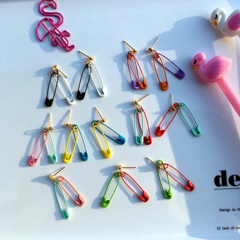 "CANDY-COLORED SAFETY PIN" EARRINGS D042305