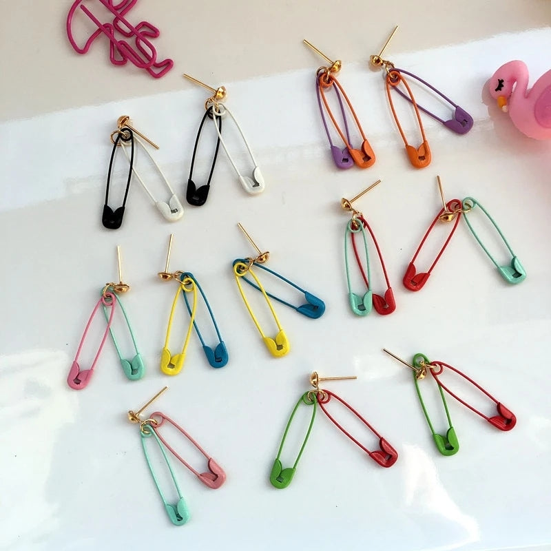 "CANDY-COLORED SAFETY PIN" EARRINGS D042305