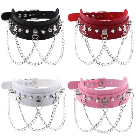 "PUNK PU METAL CHAIN" CHOKER D070811