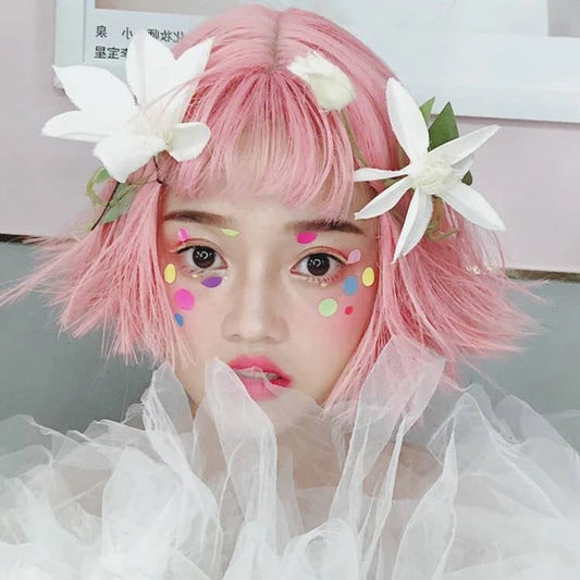 "LIGHT PINK SHORT STRAIGHT" WIG D041810