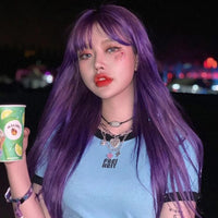 "PURPLE LONG STRAIGHT" WIG D041807REVIEW